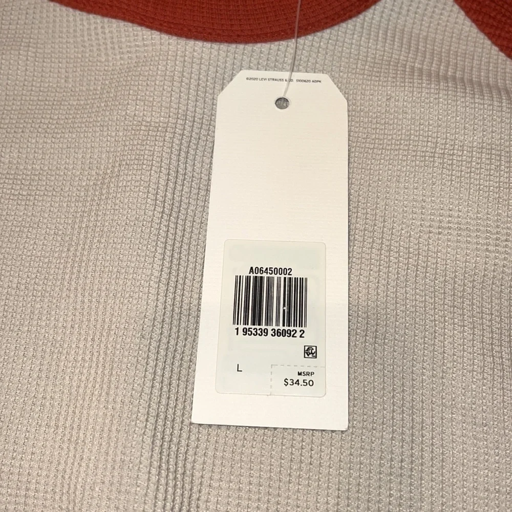NWT Levi's Men's Long Sleeve Crew Neck Thermal Raglan baseball Tee size large